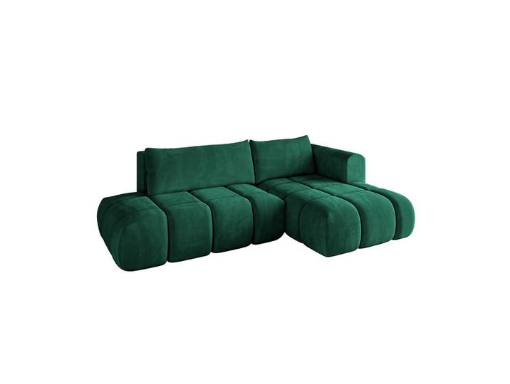 ECKSOFA Ottomane Rechts CLOUD-L 280x185x90 Dunkelgrün Velours
