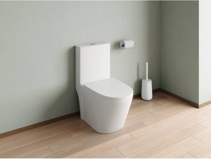 Stand-WC aus Keramik - Weiß matt - Ablauf waagrecht - NAGILAM