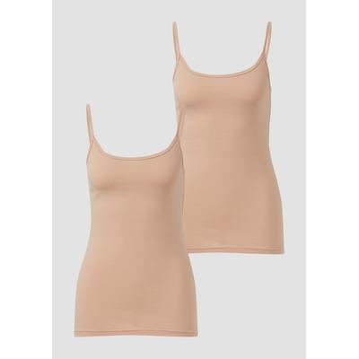 Unterhemd S.OLIVER, Damen, Gr. 40/42, N-Gr, beige, Single Jersey, Obermaterial: 95% Baumwolle, 5% Elasthan, unifarben, körpernah, Rundhals, Unterhemden Unterhemd, aus elastischer Baumwoll-Qualität, Spaghettiträger-Top, Unterziehshirt