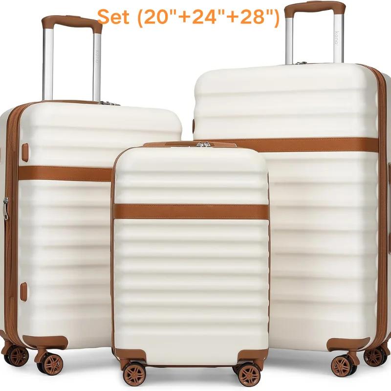 Kofferset - Hartschale aus ABS+PC - 3-teilig, 51+61+71 cm - 4 Schwenkräder - TSA-Schloss - Beige