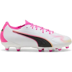 Puma Kinderfußballschuhe King 20 Match FG/AG, White-Poison Pink-Bright Aqua - weiß/pink / 32