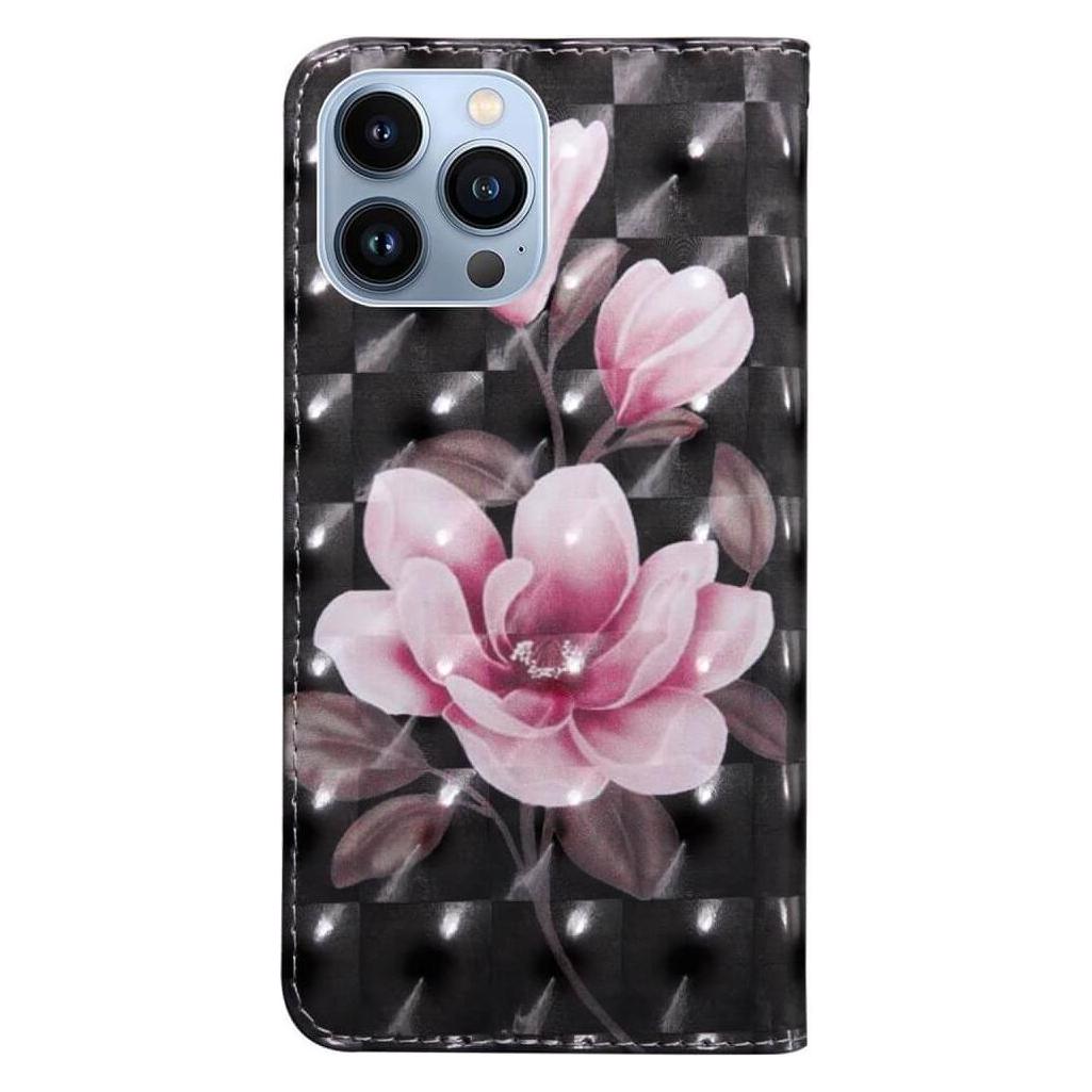 Cover-Discount iPhone 14 Pro Max - Etui Glitzer Effekt Blumen rosa (Apple iPhone 14 Pro Max) (101135149G)