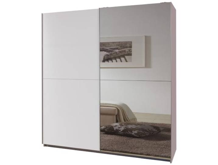 M Möbel-Direkt Deutschlands schnelle Möbel Kleiderschrank Queen in Weiß – Schwebetürenschrank in Breite 135 cm mit Einer Spiegeltür