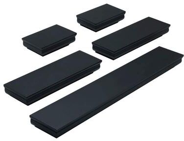 Melannco Set of 5 Black Molding Shelves , 2-6, 2-12, 1-24 Inch
