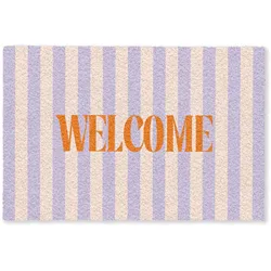 FUSSMATTE Lila – Orange – Streifen – Willkommen 120x80 cm