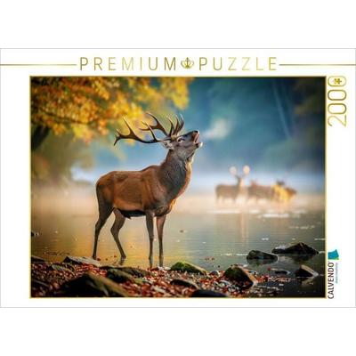 CALVENDO Puzzle Wenn der Hirsch erscheint, hält der Wald den Atem an. | 2000 Teile Lege-Größe 90 × 67 cm Foto-Puzzle für glückliche Stunden, von ,