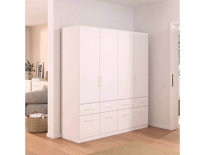 Drehtürenschrank Dundee einfarbig 181cm Weiß/Alpinweiß Weiß ohne Spiegeltür/-en