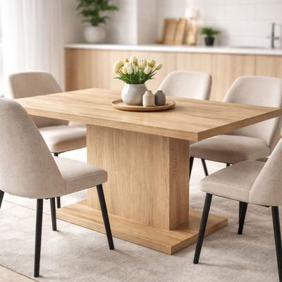 Esstisch OTTO HOME "Atina Säulentisch, Küchentisch, Speisetisch, Dekortisch", braun (sonoma eiche dekor, sonoma eiche dekor), B:138cm H:74cm T:80cm, Tische, Esstisch, Moderner Esstisch für 4-6 Personen, erhältlich in Trend-Dekoren
