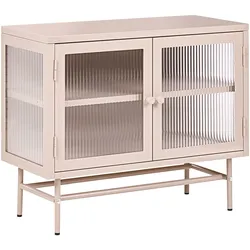 SIDEBOARD mit Glastüren Metall 77 cm Beige Devon