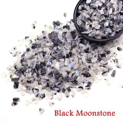 Inspired Living Natural Agate Chip Stones For Crafts, Aquariums & Crystal Decor black Moonstone 50g