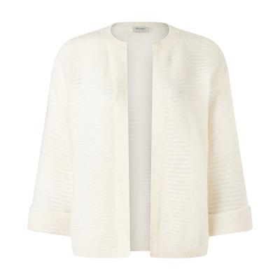 Strickjacke MAERZ MUENCHEN "Maerz Muenchen 276800 Strickjacke Damen Bekleidung", Damen, Gr. 46, weiß, 46% Alpaka, 35% Polyamid, 19% Schurwolle, Strickjacken Strickjacke