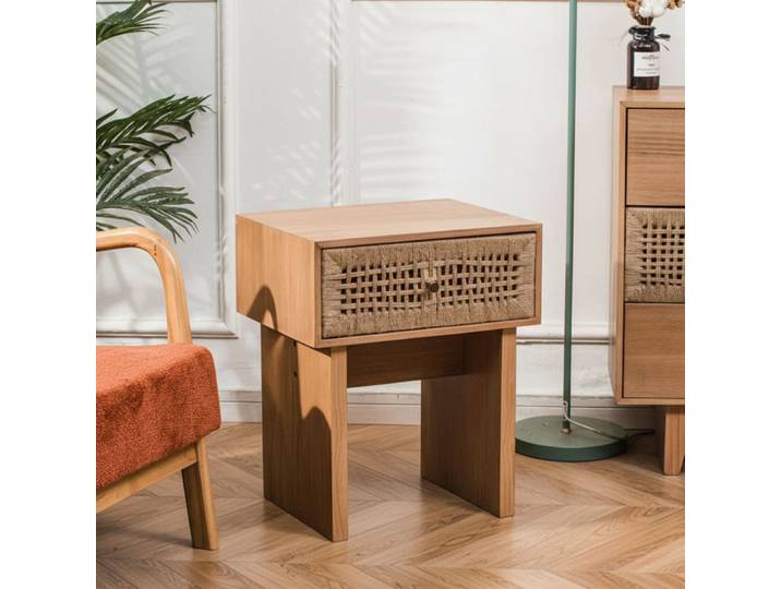 Table de chevet 1 tiroir en corde naturelle