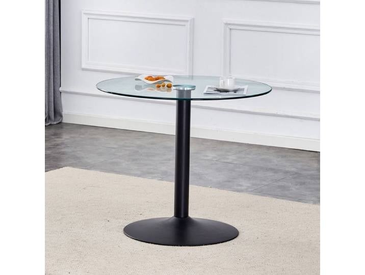 SENVIRO Table de bar ronde verre trempe silhouette epuree 85x76cm noir transparent