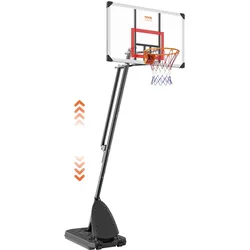 VEVOR Basketballkorb Outdoor Basketballkorb mit Ständer 232–305 cm Höhenverstellbar, Φ 483 mm Basketballständer mit Rädern, Basketball-Set für Kinder & Erwachsene Ständer & Befüllbarer Basis Schwarz