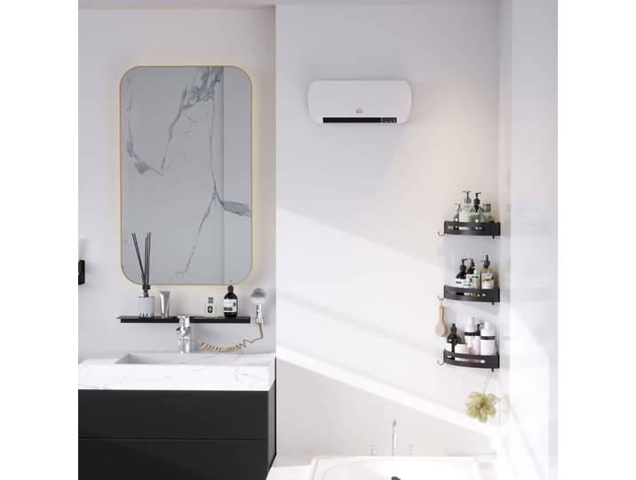 HOMCOM Radiateur Mural 2000W Céramique Télécommande Blanc Noir