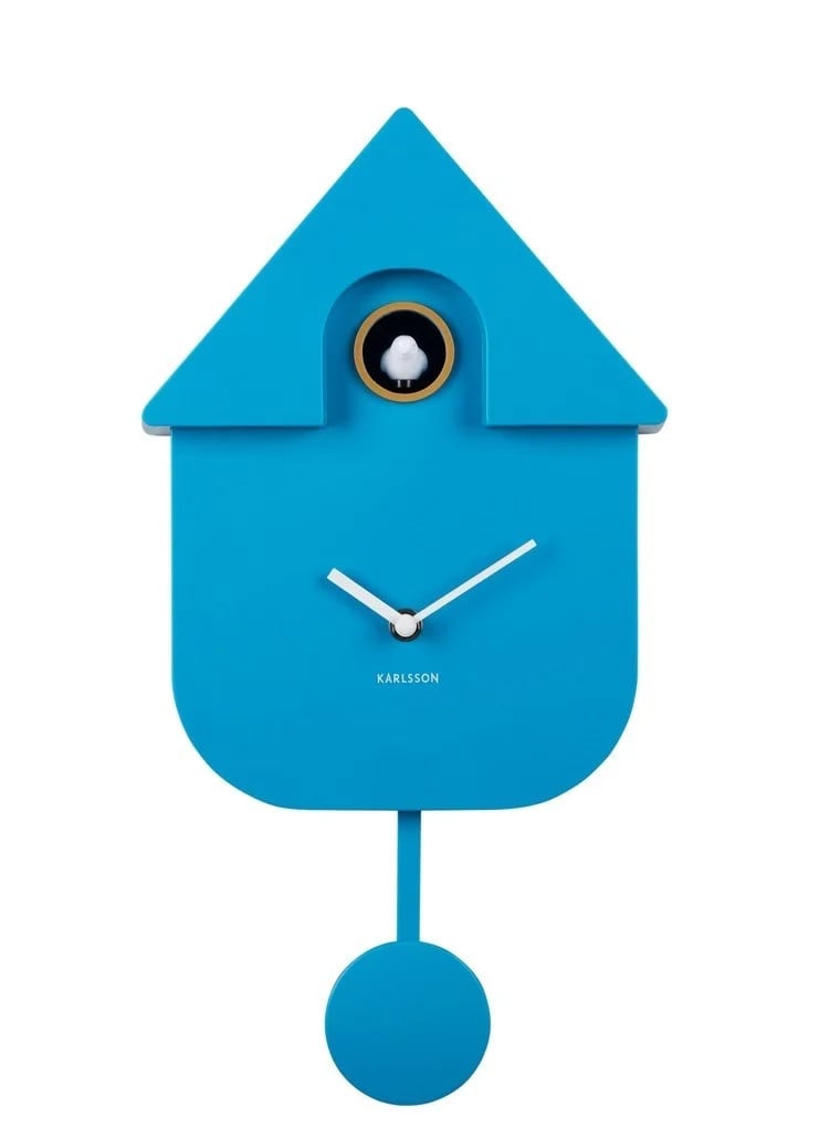 Karlsson Moderne Cuckoo Klok Helder Blauw met Quartz Beweging