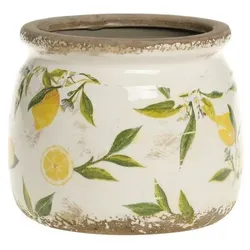 Chic Antique Limone runder Blumentopf mit Rand, Höhe 13, ∅ 15,5 cm