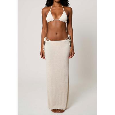 Sommerrock MODA MINX "Scrunch", Damen, Gr. M, beige, 97% Polyamid, 3% Elasthan, unifarben, lang, Röcke, aus strukturiertem Scrunch-Material