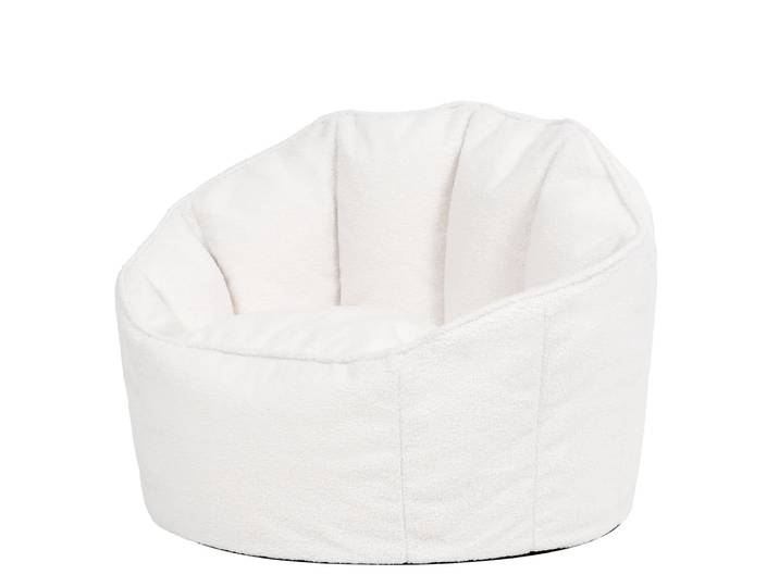 Pouf bouclette fauteuil coquillage, ivoire