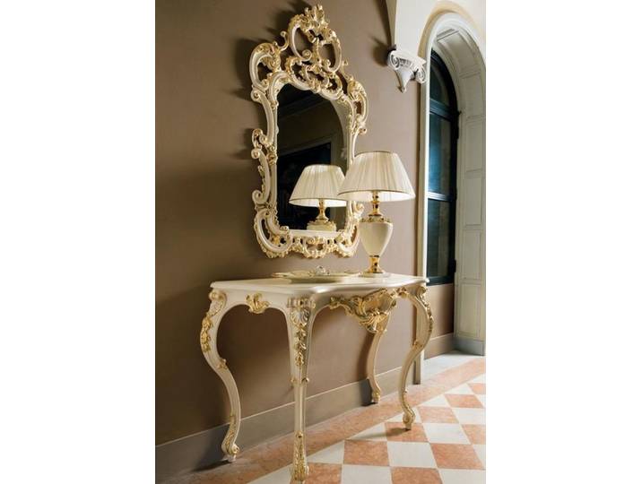 JVmoebel Konsolentisch Barockes Holz Sideboard in Weiß mit eleganten Spiegeln (Set, 2-St., Sideboard, Spiegel), Made in Europa