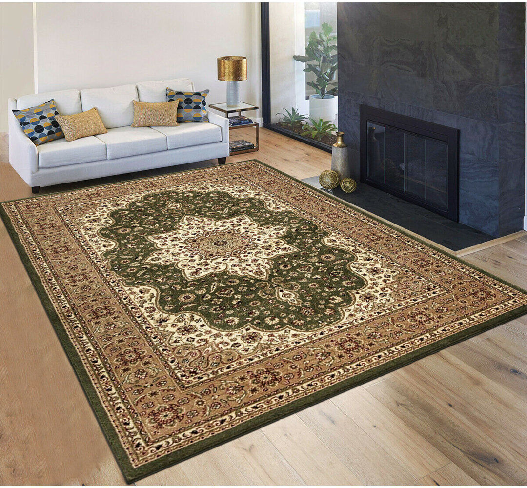 Latitude Vive Traditional Area Rug Armard Green/Beige Rug Rectangle 80 x 150cm