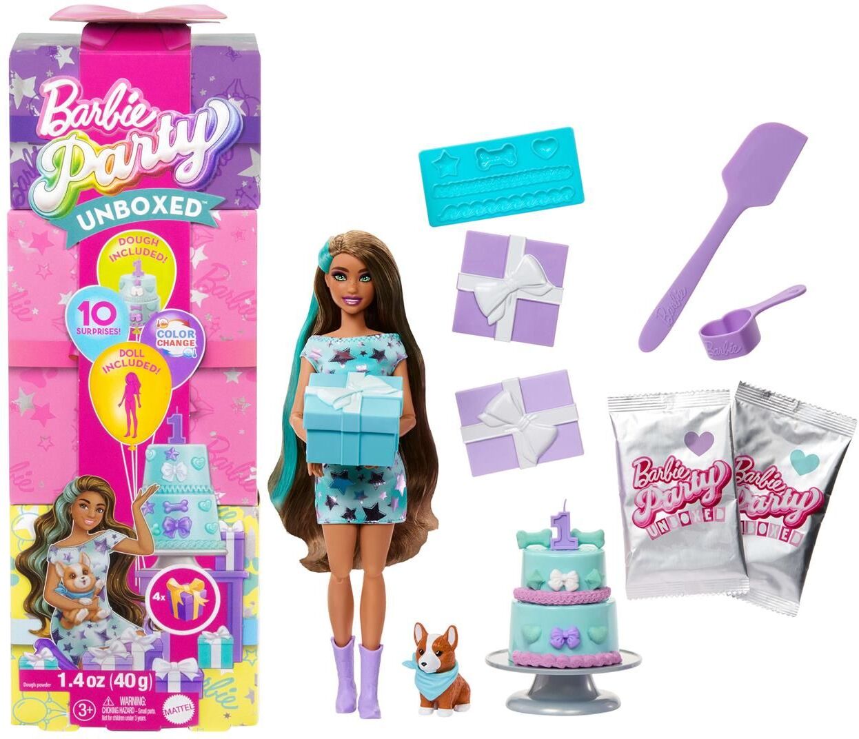 Mattel Barbie: Party Unboxed Reveal - Doll with Brown Hair (JFG72)
