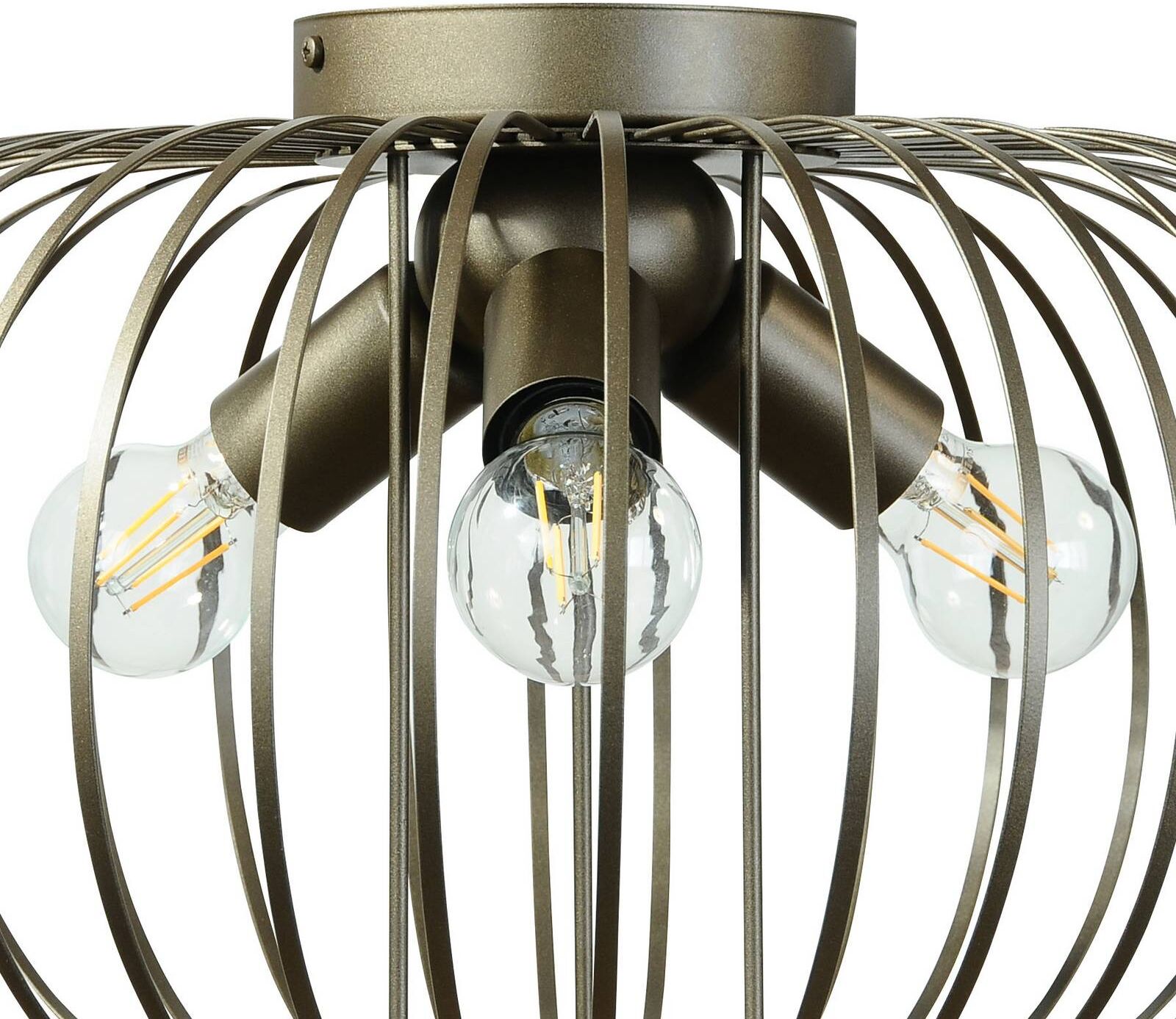 Deckenlampe Globe Domiluce, dimmbar, braun / rost, für Wohn- / Esszimmer, Metall, Deckenlampe