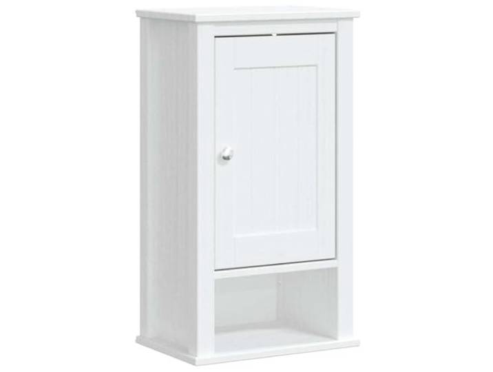 Bad-Wandschrank 40 x 27 x 71,5 cm BERG Weiß Massivholz Kiefer Metall Massives Kiefernholz, Holzwerkstoffe und Metall, 1 Tür und 3 Böden, UV-Lackierung leicht zu reinigen, für Badezimmer