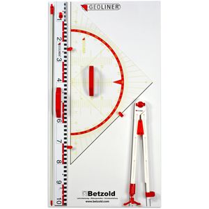 Geoliner Tafelzeichengerät Omega, Geräteplatte, 100cm Lineal, Zirkel & Geodreieck