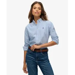 Superdry für Damen. W4010565A Schmal geschnittenes Oxford-Hemd blau (S), Lässig, Baumwolle, Klassisch, Langarm