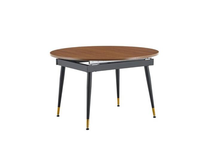 Table Salle À Manger Ovale Extensible 200x120x73.66cm Plateau MDF Noyer Pieds Métal Robuste Convient Pour 6 À 10 Convives Cuisine