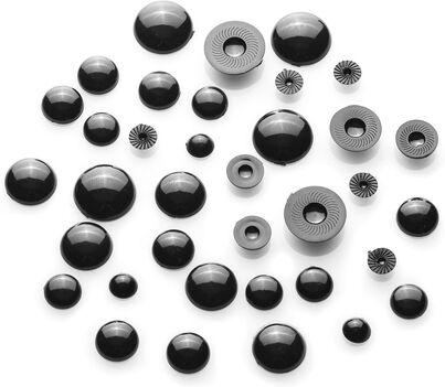 Halbperlen Tieraugen, schwarz, 6–14 mm, 36 Stück