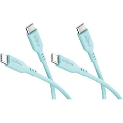 GOOBAY 81248 - Sync- & Ladekabel, USB-C, Silikon, 1,5 m, türkis, 2er Set