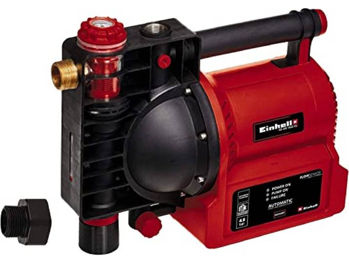 Einhell GE-AW 1042 FS automatische irrigatiepomp (1.050 W, water-/vuil-/zuigniveau-indicatoren, vacuümbeveiliging, brand-/thermische beveiliging), rood/zwart