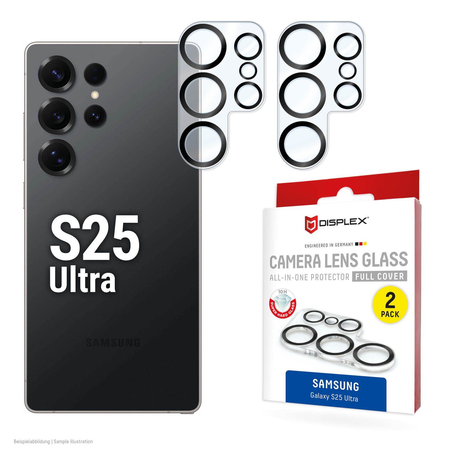 DISPLEX Full Cover Camera Lens Glass, Samsung Galaxy S25 Ultra (2 Stück) 02119
