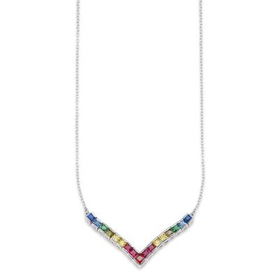 Kette mit Anhänger BRUNO BANANI "Schmuck Geschenk Silber 925 Halsschmuck Halskette Regenbogen", silber (silberfarben, mehrfarbig), Halsketten, Damen, Silber 925 (Sterlingsilber), L: 48, mit Zirkonia (synth.)