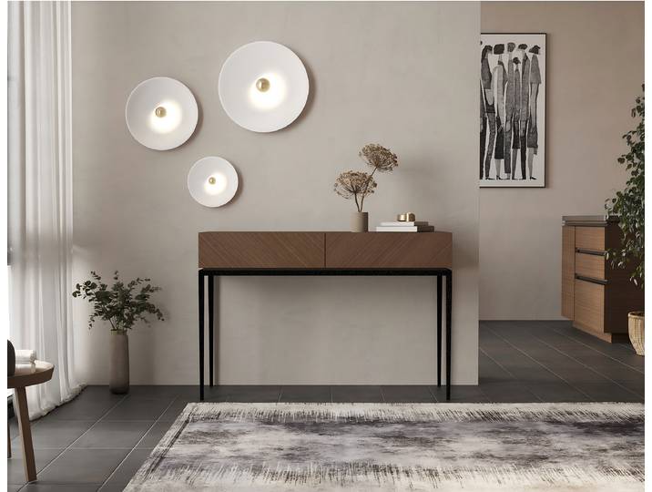 Console 120 x 80 x 40cm Bois/Marron/Placage noyer véritable