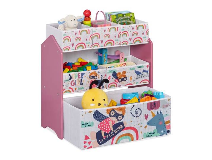 Relaxdays Kinderregal mit 6 Aufbewahrungsboxen