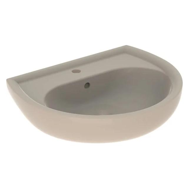 Geberit Renova Waschtisch: 60x49cm, Hahnloch=mittig, Überlauf=sichtbar, symmetrisch, bahamabeige (223060080)