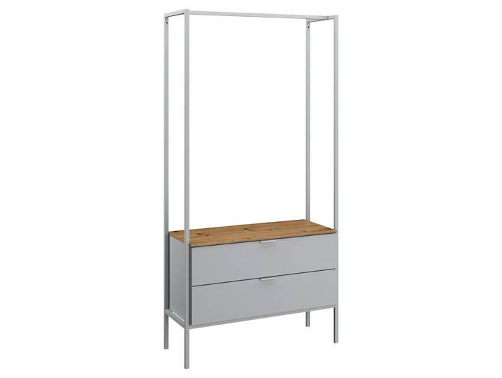 Stylife Garderobe, Grau, Eichefarben, Metall, Holzwerkstoff, 2 Schublade(n) Schubladen, 84x177x42 cm, Blauer Engel, Goldenes M, Made in Germany, stehend, Garderobe, Garderobensets & -serien, Garderoben-Set