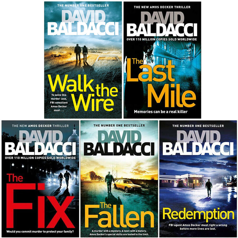 MACMILLAN David Baldacci Amos Decker Series 5 Books Collection Set - Walk the Wire, The Last Mile, The Fix, The Fallen, Redemption