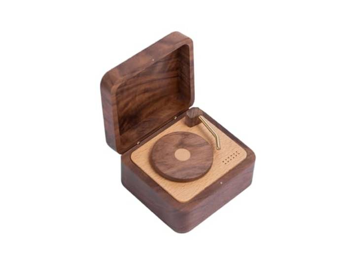 VNCdfhETs Dekorative Spieluhr Holz Manuelle Musik Box Kreative Rekord Player Desktop Phonographen Dekoration Musikalisches Erinnerungsstück(2pieces)