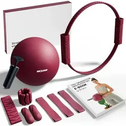 NEOLYMP Pilates Set für Zuhause Inkl. Geschenkverpackung & E-Book, Größe Basic Berry in Rot Rot