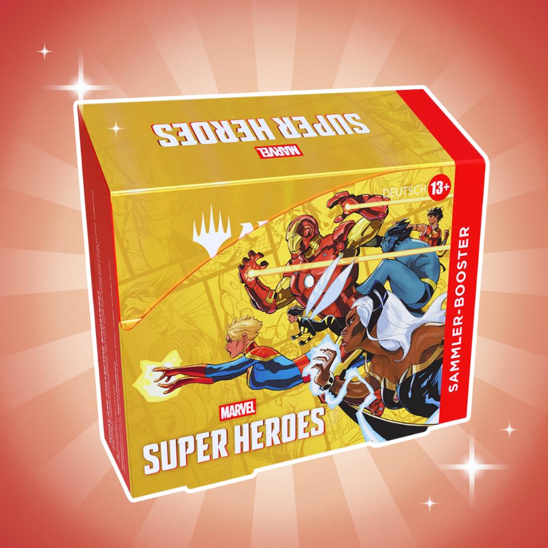 Magic: The Gathering Marvel Super Heroes Sammler-Booster Display Deutsch - 12 Collector Booster + Heartforcards Versandschutz