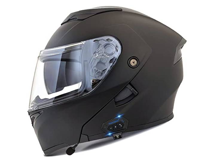 Bluetooth Motorradhelm Motorrad Klapphelm Modularer Helm mit Doppelvisier, ECE Genehmigte Kopfhörer für Automatische Antwort, Vollvisierhelm für Erwachsene Männer Frauen, S-XXL