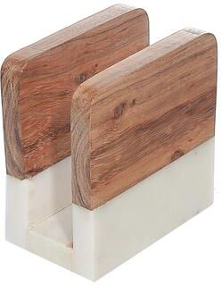 IH Casa Decor White Marble & Wooden Napkin Holder