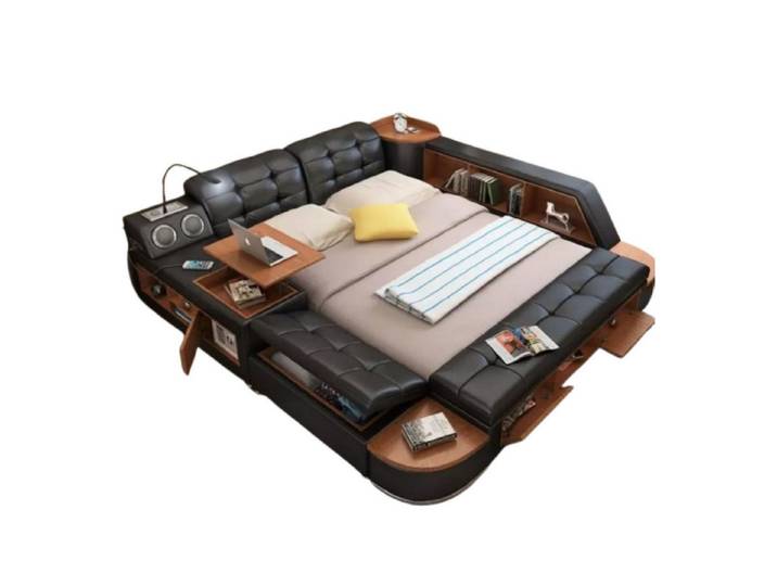 JVmoebel Multimediabett Multifunktionales Bett in edlem Lederdesign mit Luxus-Ausstattung, Made in Europa