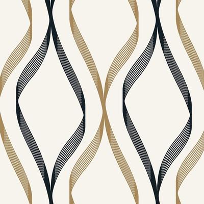 Seabrook Designs Wave Ogee Non-Woven Unpasted Wallpaper