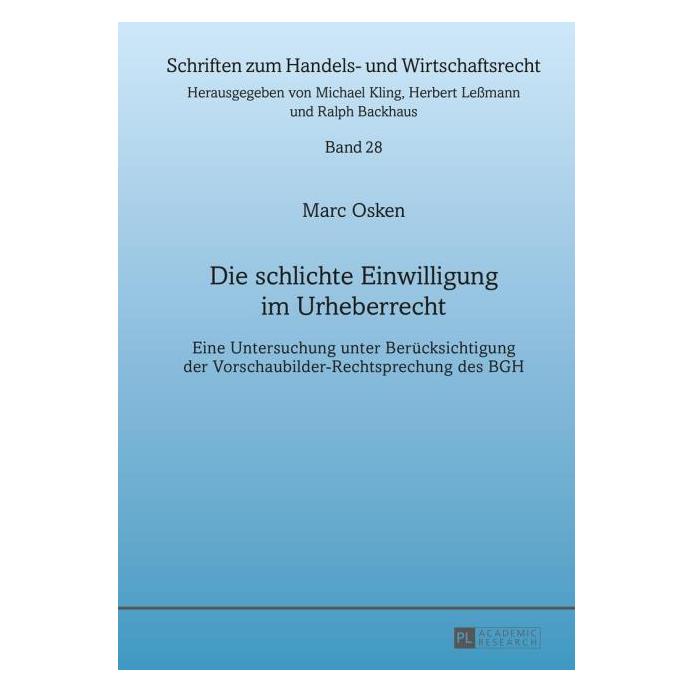 Peter Lang Die schlichte Einwilligung im Urheberrecht (Deutsch, Marc Osken) (8874470)