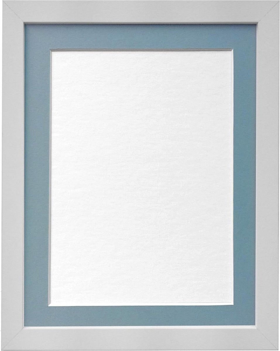 Witte Fotolijst met Blauwe Passe-partout voor A5 Formaat
